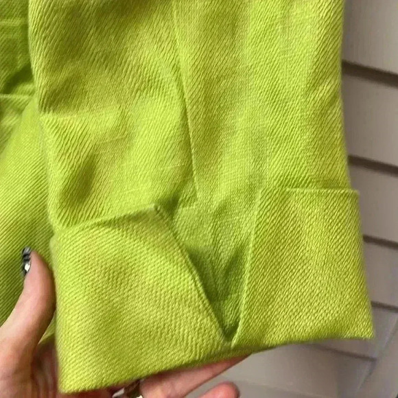 Luii 100% Linen 3/4 Cuffed Sleeve Perplum Blazer Size Medium Lime Green - Picture 8 of 8